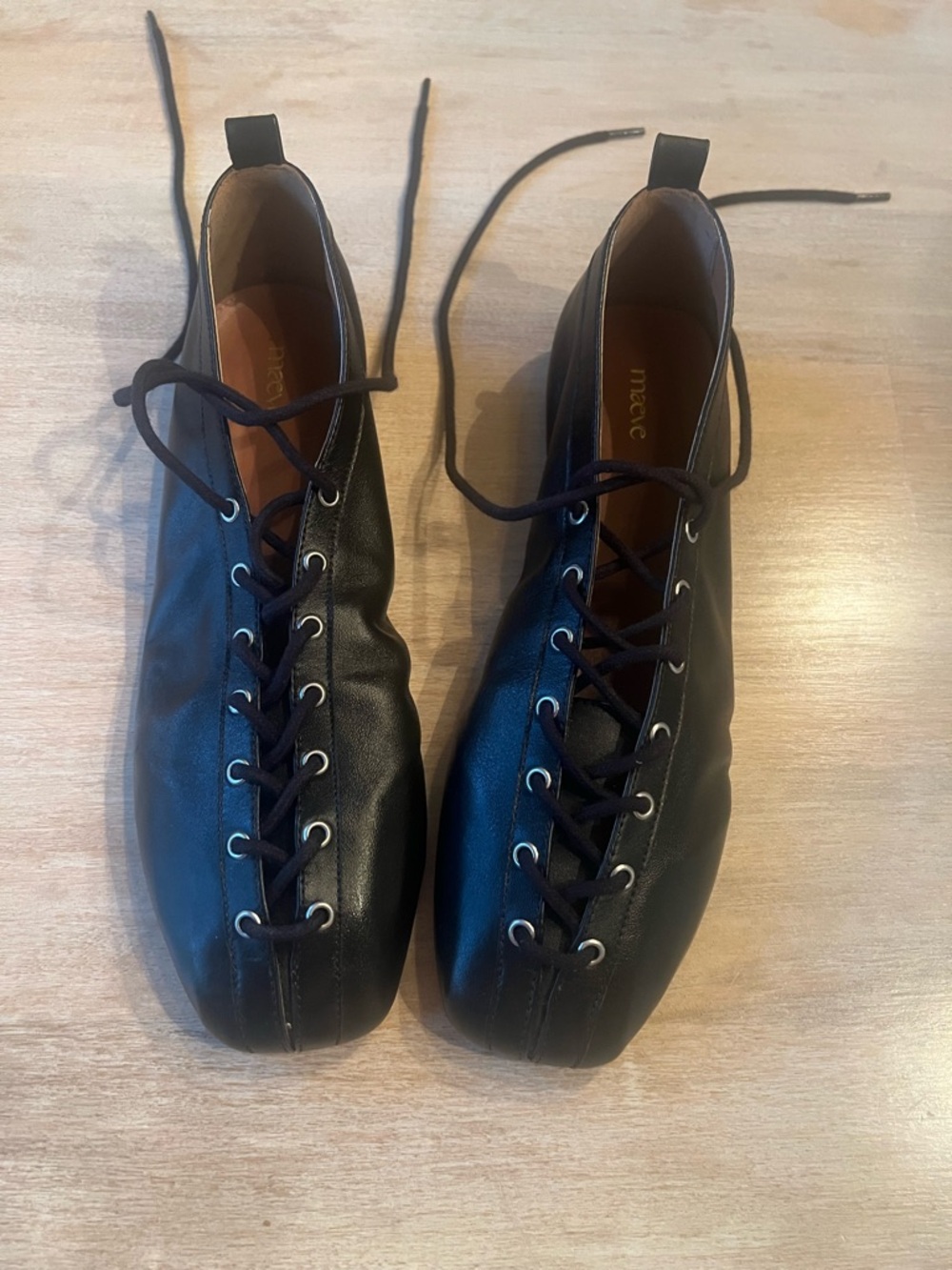 Maeve Black Leather Lace-Up Women's Oxfords